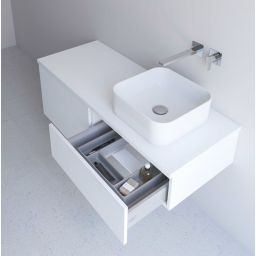 Kronenbach Cube szafka z blatem 141x48,7x44,5 cm podumywalkowa wisząca biały połysk KBWTKOWTL1414WH