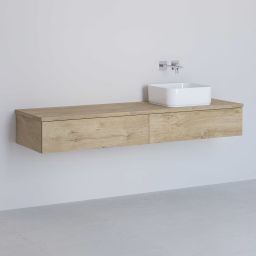 Kronenbach Cube szafka z blatem 161x48,7x23,5 cm podumywalkowa wisząca jasny dąb KBWTKOWTL1612GH