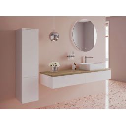 Kronenbach Cube szafka z blatem 161x48,7x23,5 cm podumywalkowa wisząca biały połysk-jasny dąb KBWTKOWTL1612WHGH