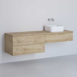 Kronenbach Cube szafka z blatem 161x48,7x44,5 cm podumywalkowa wisząca jasny dąb KBWTKOWTL1613GH