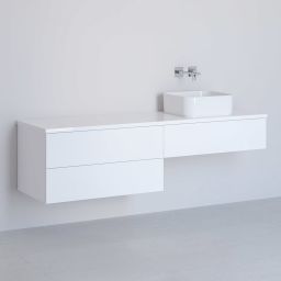 Kronenbach Cube szafka z blatem 161x48,7x44,5 cm podumywalkowa wisząca biały połysk KBWTKOWTL1613WH