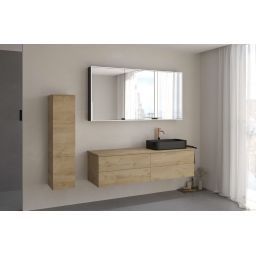 Kronenbach Cube szafka z blatem 161x48,7x44,5 cm podumywalkowa wisząca jasny dąb KBWTKOWTL1614GH