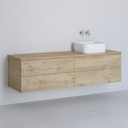 Kronenbach Cube szafka z blatem 161x48,7x44,5 cm podumywalkowa wisząca jasny dąb KBWTKOWTL1614GH