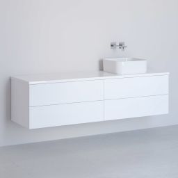 Kronenbach Cube szafka z blatem 161x48,7x44,5 cm podumywalkowa wisząca biały połysk KBWTKOWTL1614WH