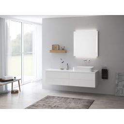 Kronenbach Cube szafka z blatem 161x48,7x44,5 cm podumywalkowa wisząca biały połysk KBWTKOWTL1614WH