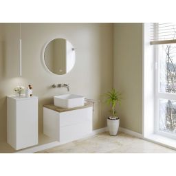 Kronenbach Cube szafka z blatem 61x48,7x44,5 cm podumywalkowa wisząca biały połysk-jasny dąb KBWTKOWTL612WHGH