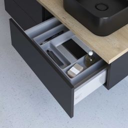 Kronenbach Cube szafka z blatem 81x48,7x44,5 cm podumywalkowa wisząca czarny mat-jasny dąb KBWTKOWTL812SMGH