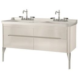 Zestaw Kerasan Waldorf szafka 150x51x50 cm podumywalkowa wisząca z umywalką i nóżkami biały mat (9254 30; 4143k1; 9194 90)