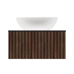 Ksuro 02 szafka 60 cm podumywalkowa wisząca z blatem orzech/czarny mat 58005006