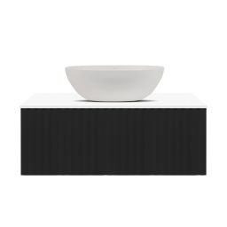 Ksuro 02 szafka 80 cm podumywalkowa wisząca z blatem biały mat/czarny mat 58010030