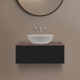 Ksuro 02 szafka 80 cm podumywalkowa wisząca z blatem czarny mat/orzech 58014030