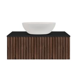 Ksuro 02 szafka 80 cm podumywalkowa wisząca z blatem orzech/czarny mat 58006006