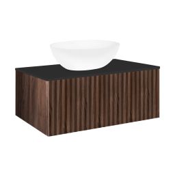 Ksuro 02 szafka 80 cm podumywalkowa wisząca z blatem orzech/czarny mat 58006006