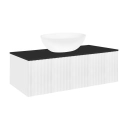 Ksuro 02 szafka 100 cm podumywalkowa wisząca z blatem biały mat/czarny mat 58007000