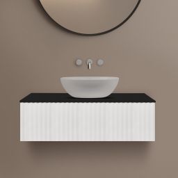 Ksuro 02 szafka 100 cm podumywalkowa wisząca z blatem biały mat/czarny mat 58007000