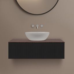 Ksuro 02 szafka 100 cm podumywalkowa wisząca z blatem czarny mat/orzech 58015030