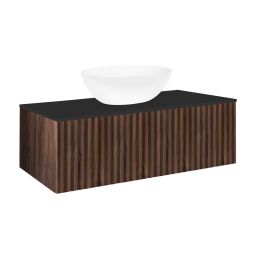 Ksuro 02 szafka 100 cm podumywalkowa wisząca z blatem orzech/czarny mat 58007006