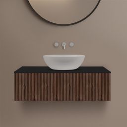 Ksuro 02 szafka 100 cm podumywalkowa wisząca z blatem orzech/czarny mat 58007006