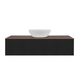 Ksuro 02 szafka 120 cm podumywalkowa wisząca z blatem czarny mat/orzech 58016030