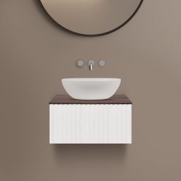 Ksuro 02 szafka 60 cm podumywalkowa wisząca z blatem biały mat/orzech 58001006