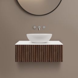 Ksuro 02 szafka 80 cm podumywalkowa wisząca z blatem orzech/biały mat 58002600