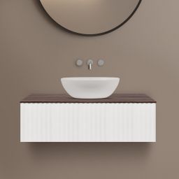 Ksuro 02 szafka 100 cm podumywalkowa wisząca z blatem biały mat/orzech 58003006