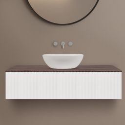 Ksuro 02 szafka 120 cm podumywalkowa wisząca z blatem biały mat/orzech 58004006