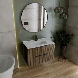 LaVita Oklahoma szafka 60 cm podumywalkowa wisząca czarny mat/drewno