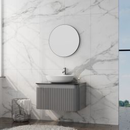 LaVita Vermont szafka z blatem 80x50x50 cm podumywalkowa wisząca szara/stone black