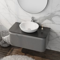 LaVita Vermont szafka z blatem 100x52x42 cm podumywalkowa wisząca szara/stone black