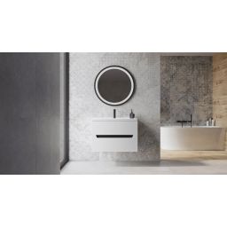 LaVita Dafne lustro 80x80 cm okrągłe z oświetleniem czarny