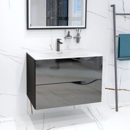 LaVita Kolorado szafka 80 cm podumywalkowa wisząca czarny połysk