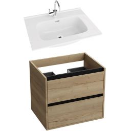 LaVita Minnesota umywalka z szafką 60 cm zestaw meblowy biały/dąb/czarny (5900378324386, 5908211416182)