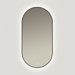 Ars Longa Ambiente lustro 50x100 cm owalne z oświetleniem czarne LED-AMBIENTE50100-C