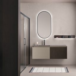 Ars Longa Ambiente lustro 50x100 cm owalne z oświetleniem czarne LED-AMBIENTE50100-C
