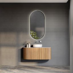 Ars Longa Ambiente lustro 50x100 cm owalne z oświetleniem czarne LED-AMBIENTE50100-C