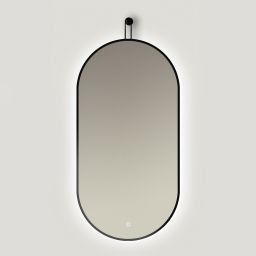 Ars Longa Avanti lustro 50x100 cm owalne z oświetleniem czarne LED-AVANTI50100-C