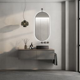 Ars Longa Avanti lustro 50x100 cm owalne z oświetleniem czarne LED-AVANTI50100-C
