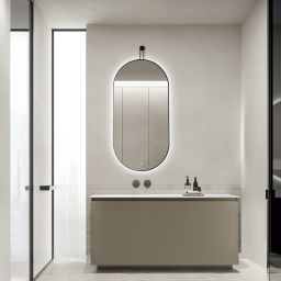 Ars Longa Avanti lustro 50x100 cm owalne z oświetleniem czarne LED-AVANTI50100-C