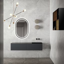 Ars Longa Eclisse lustro 60x90 cm owalne z oświetleniem czarne LED-ECLISSE6090-C