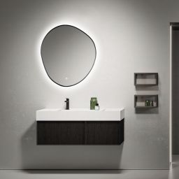 Ars Longa Kare lustro 75x88 cm z oświetleniem czarne LED-KARE7588-C