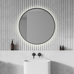 Ars Longa Lumio lustro 80 cm okrągłe z oświetleniem czarne LED-LUMIO80-C