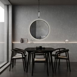 Ars Longa Lumio lustro 80 cm okrągłe z oświetleniem czarne LED-LUMIO80-C