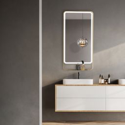 Ars Longa Venti lustro 55x110 cm prostokątne z oświetleniem złote LED-VENTI55110-Z