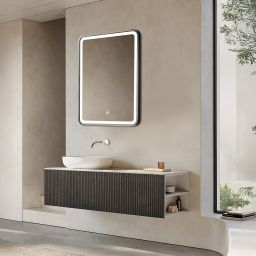 Ars Longa Verso lustro 60x80 cm prostokątne z oświetleniem czarne LED-VERSO6080-C