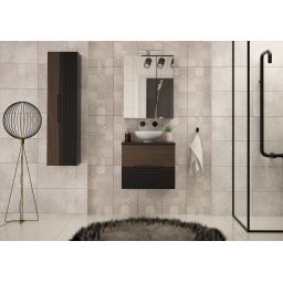 Megstyl Avella szafka 34,5x31,8x130 cm boczna wisząca czarna-orzech 2425