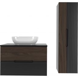 Megstyl Avella szafka 80x45,8x50 cm podumywalkowa wisząca czarna-orzech 2586