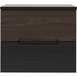Zestaw Megstyl Avella szafka 60x45,8x50 cm podumywalkowa wisząca czarna-orzech z blatem czarnym (2033, 2516)