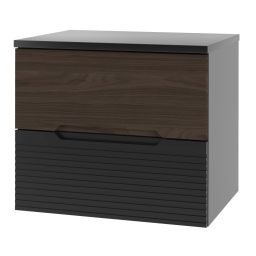 Zestaw Megstyl Avella szafka 60x45,8x50 cm podumywalkowa wisząca czarna-orzech z blatem czarnym (2033, 2516)