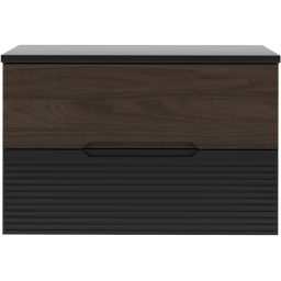 Zestaw Megstyl Avella szafka 80x45,8x50 cm podumywalkowa wisząca czarna-orzech z blatem czarnym (2040, 2586)